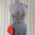 Mimco Women's Crossbody Bag Red Leather Gold Chain Stud Detail