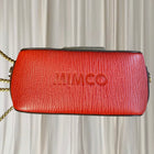 Mimco Women's Crossbody Bag Red Leather Gold Chain Stud Detail