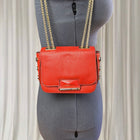Mimco Women's Crossbody Bag Red Leather Gold Chain Stud Detail