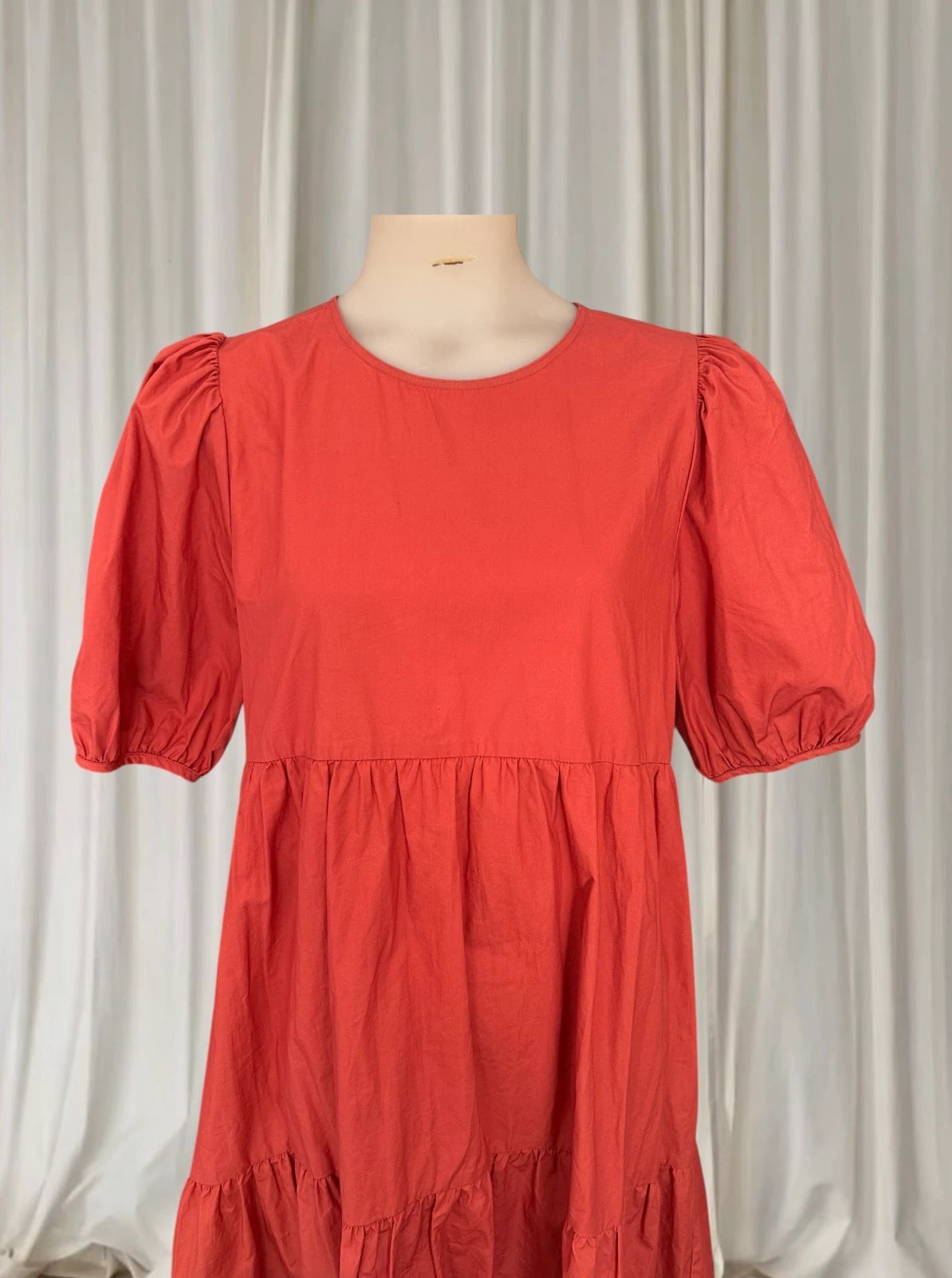 Minkpink Tiered Cotton Dress - Vibrant Orange Casual Style - Image 2
