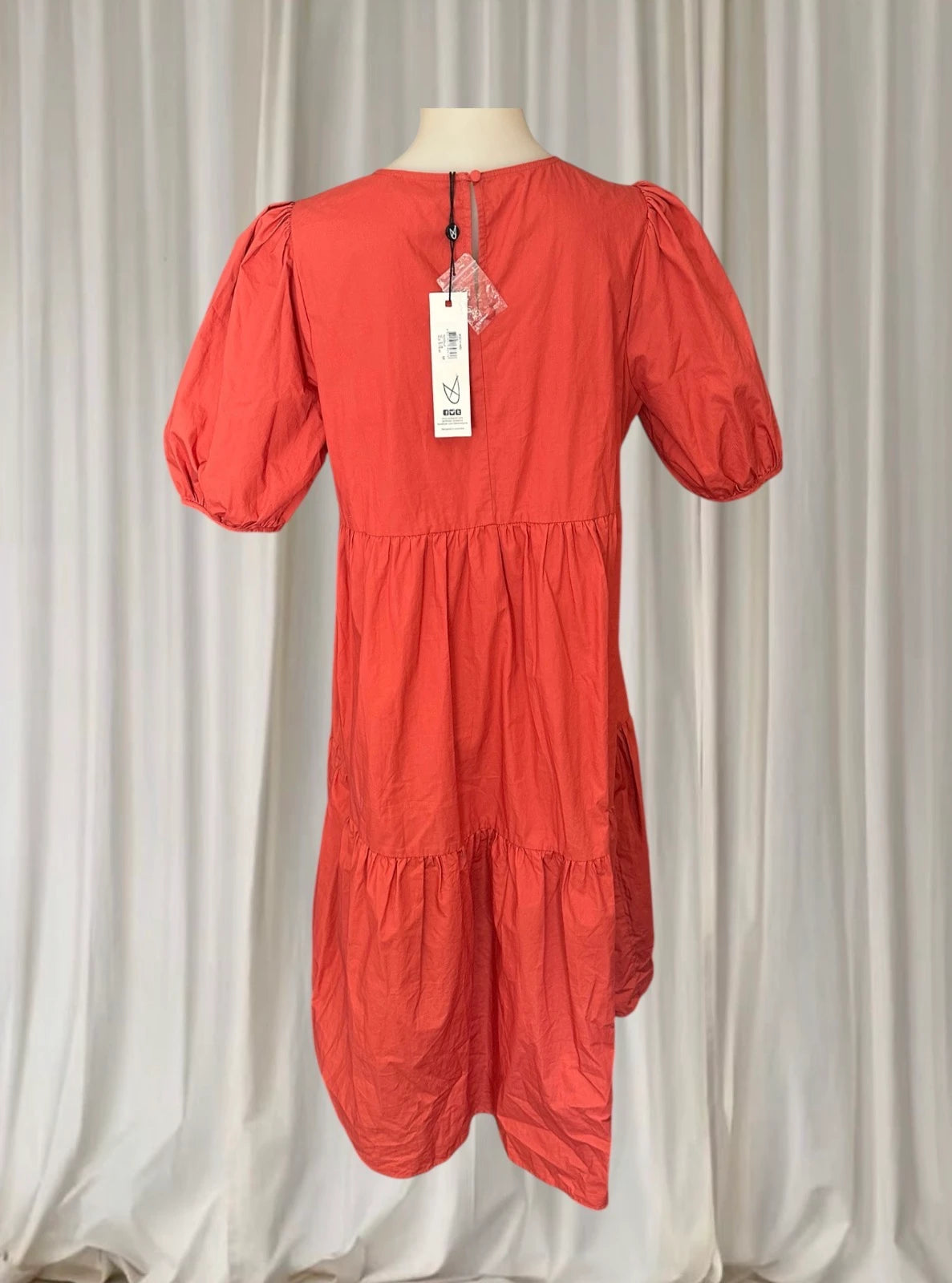 Minkpink Tiered Cotton Dress - Vibrant Orange Casual Style - Image 5