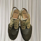 Mollini Woven Tie-Up Flats - Green and Beige Casual Footwear - Image 2