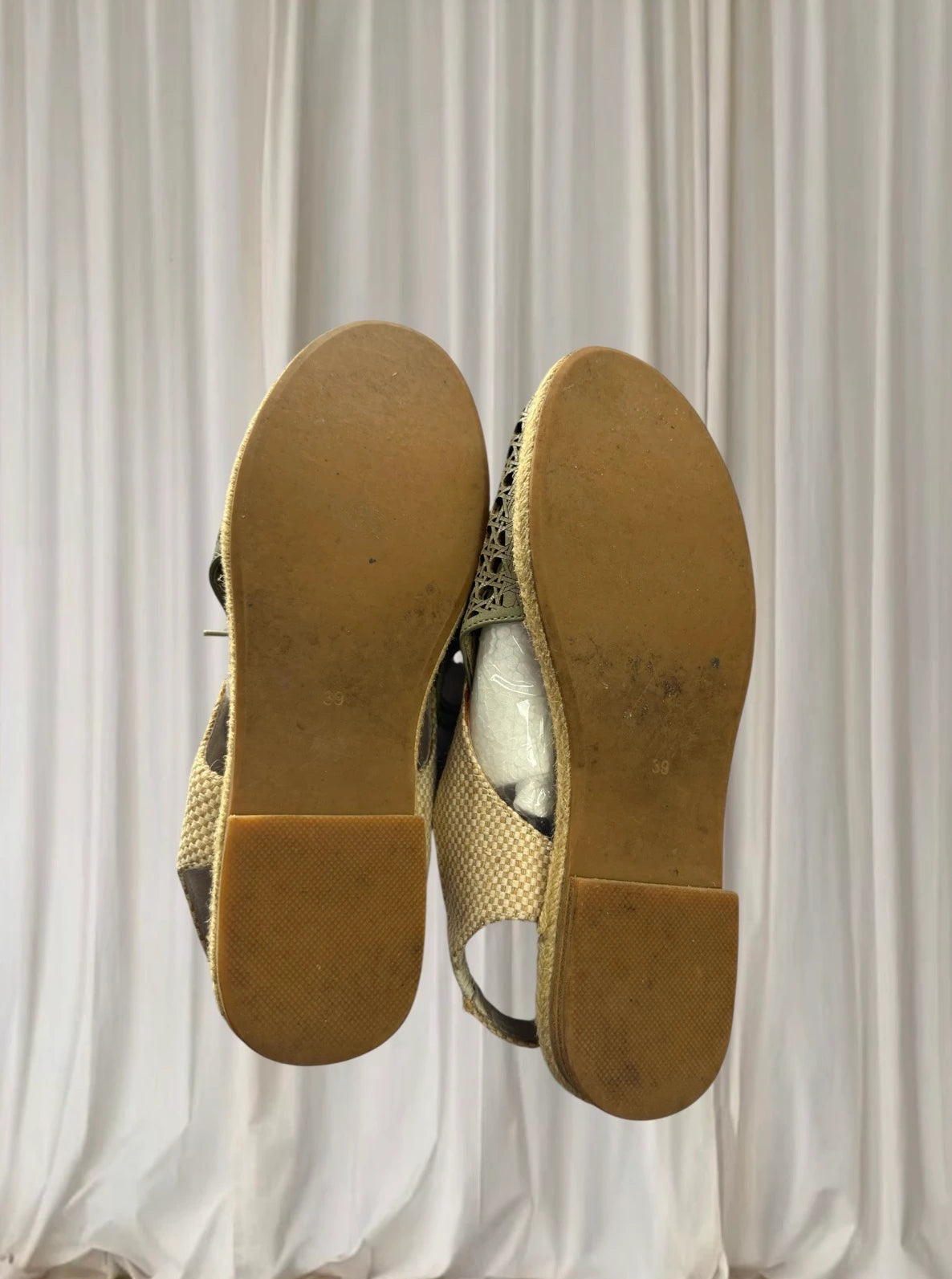 Mollini Woven Tie-Up Flats - Green and Beige Casual Footwear - Image 5