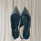 Nine West Pointed-Toe Slingback Mules - Black Studded Heels Size 8 - Image 3