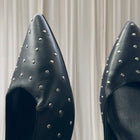 Nine West Pointed-Toe Slingback Mules - Black Studded Heels Size 8 - Image 6
