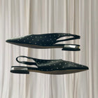 Nine West Pointed-Toe Slingback Mules - Black Studded Heels Size 8 - Image 4