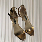 Nine West Gold Metallic High-Heeled Sandals - Elegant Evening Style