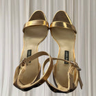 Nine West Gold Metallic High-Heeled Sandals - Elegant Evening Style
