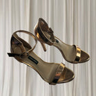 Nine West Gold Metallic High-Heeled Sandals - Elegant Evening Style