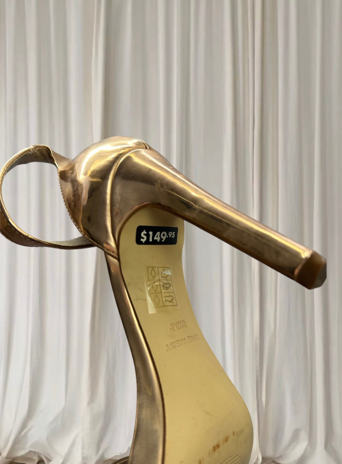 Nine West Gold Metallic High-Heeled Sandals - Elegant Evening Style