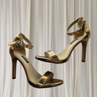 Nine West Gold Metallic High-Heeled Sandals - Elegant Evening Style