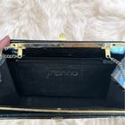Vintage black crocodile-pattern clutch with chain shoulder strap