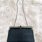Vintage black crocodile-pattern clutch with chain shoulder strap