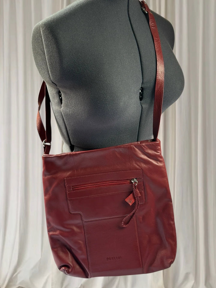 Pellini Red Leather Crossbody Bag - Premium Leather with Adjustable Strap - Image 1