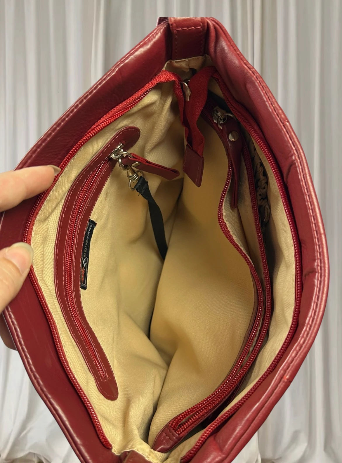 Pellini Red Leather Crossbody Bag - Premium Leather with Adjustable Strap - Image 5