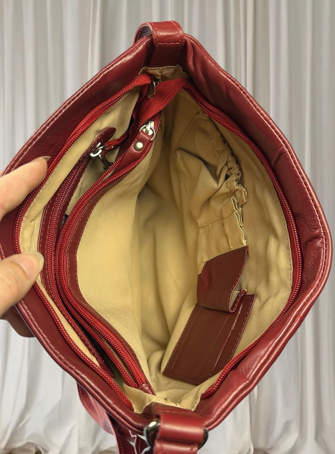 Pellini Red Leather Crossbody Bag - Premium Leather with Adjustable Strap - Image 6