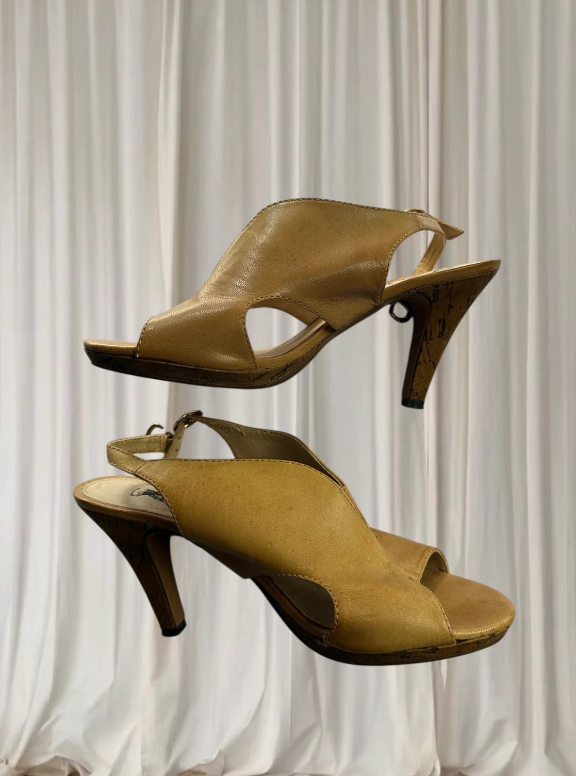 Polo Ralph Lauren Brown Leather Slingback Heels - Classic Open-Toe Design - Image 1