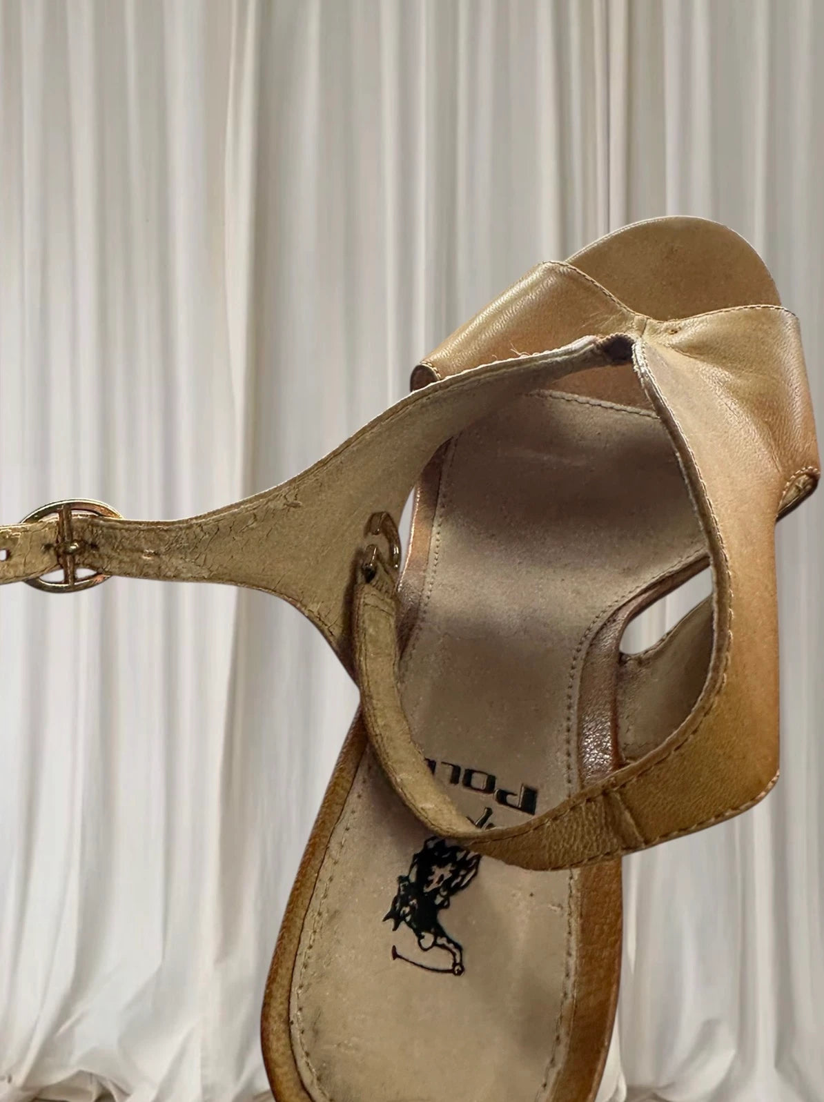 Polo Ralph Lauren Brown Leather Slingback Heels - Classic Open-Toe Design - Image 5
