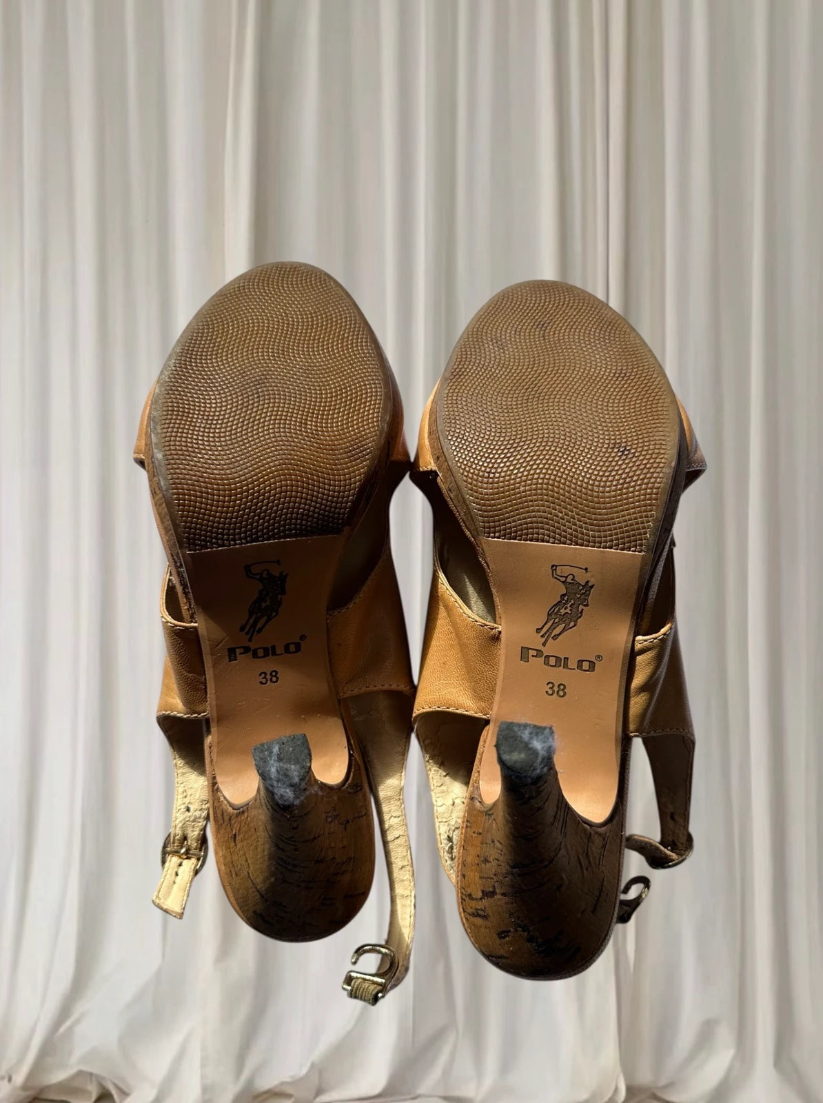 Polo Ralph Lauren Brown Leather Slingback Heels - Classic Open-Toe Design - Image 7