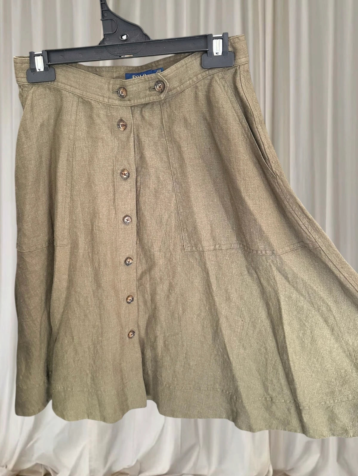 Polo Ralph Lauren Midi Skirt - Classic Khaki Linen Button-Front - Image 5