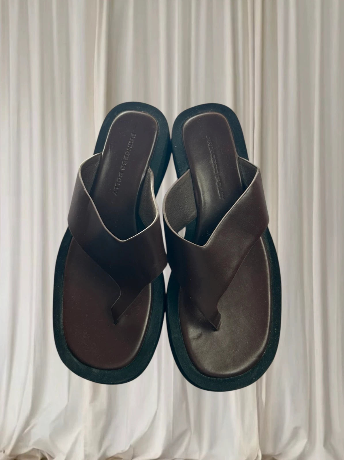 Princess Polly Platform Thong Sandals - Dark Brown Size 5 US - Image 2