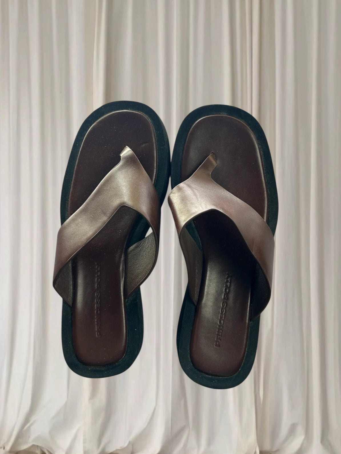 Princess Polly Platform Thong Sandals - Dark Brown Size 5 US - Image 1
