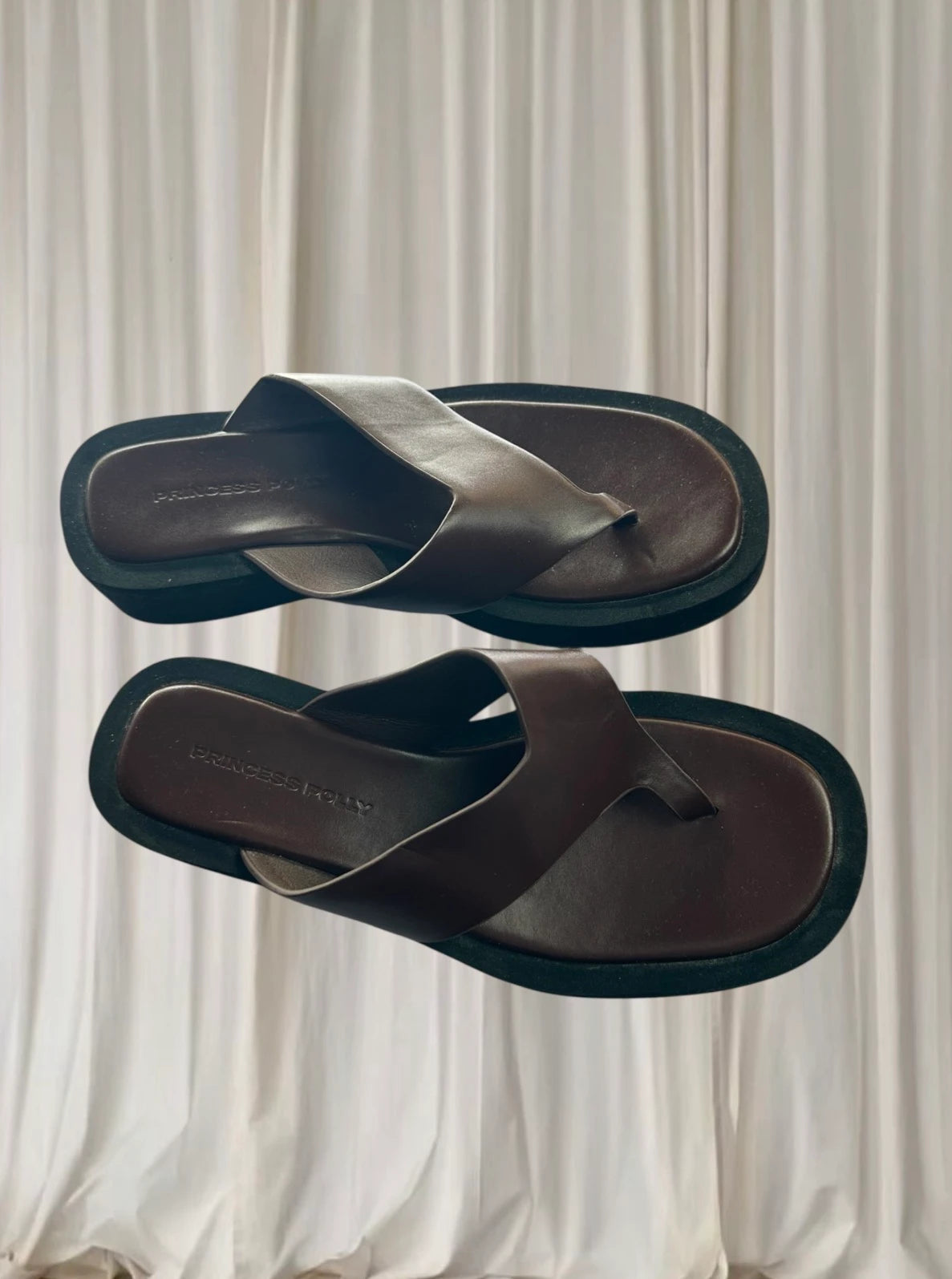 Princess Polly Platform Thong Sandals - Dark Brown Size 5 US - Image 3