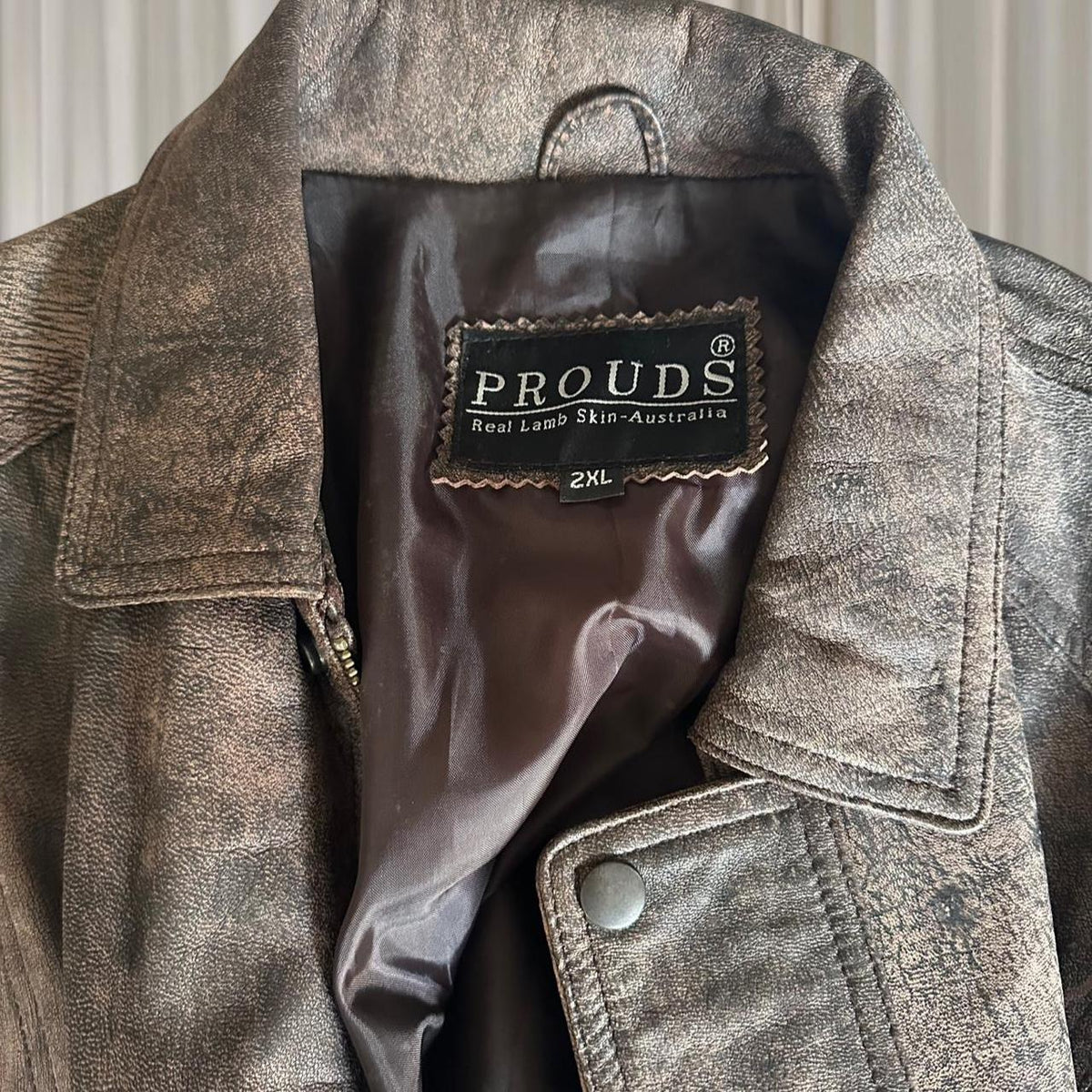 Vintage Proud’s Mens Real Leather Lamb Skin Brown Leather Jacket.
