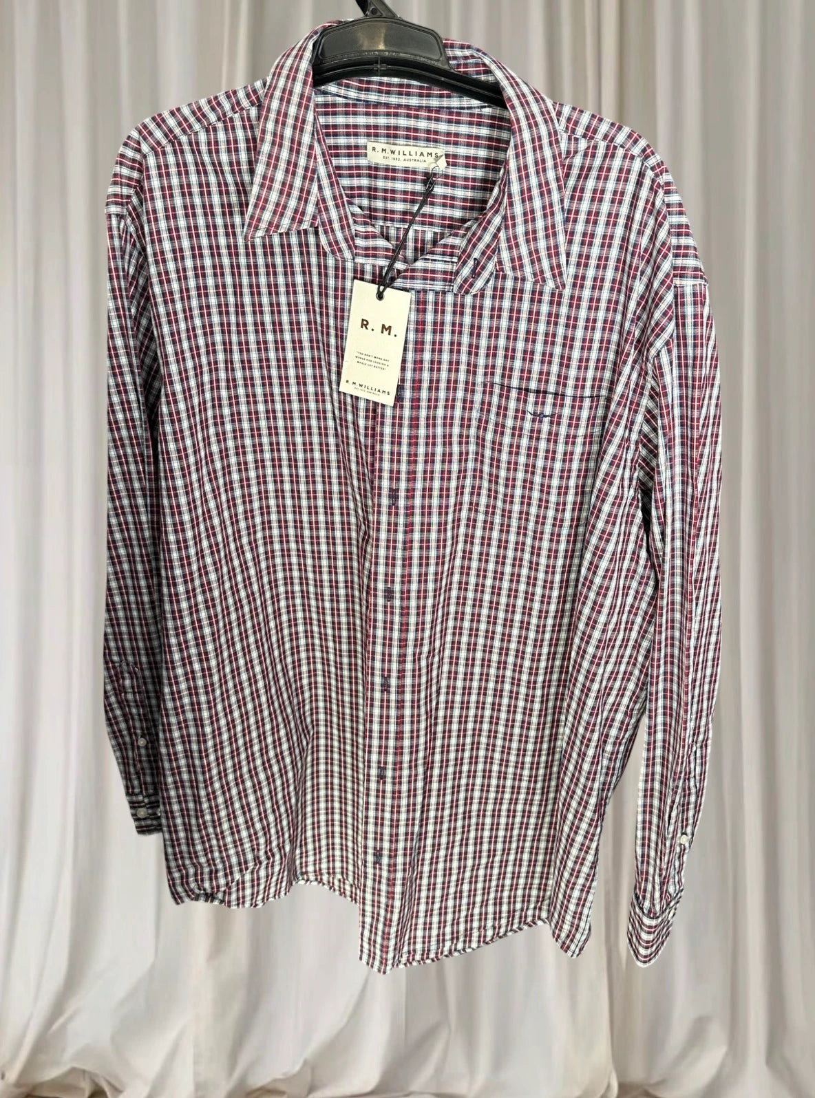 R.M. Williams Long Sleeve Button-Up Shirt - Red Checkered Regular Fit - Image 2