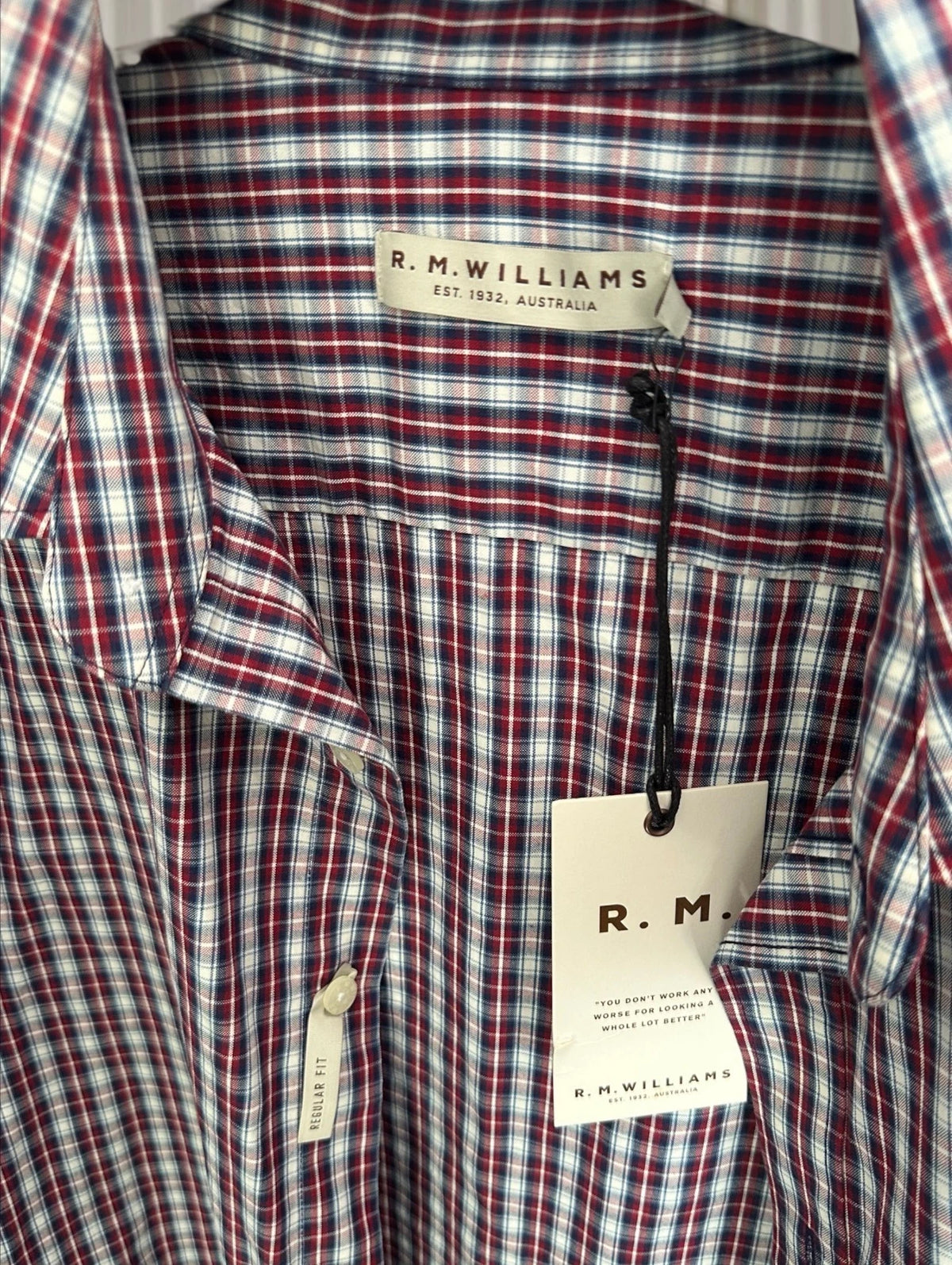 R.M. Williams Long Sleeve Button-Up Shirt - Red Checkered Regular Fit - Image 5