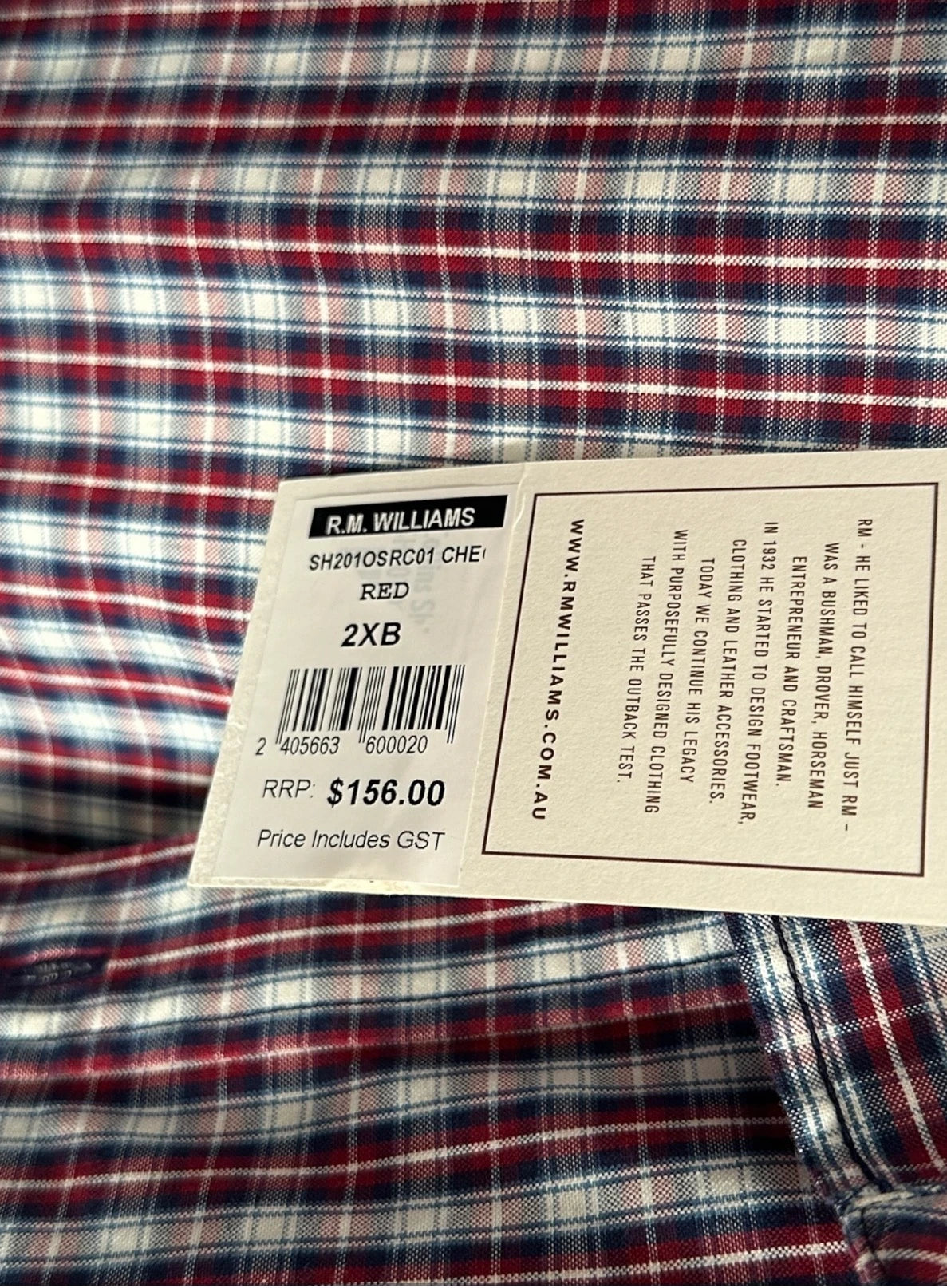 R.M. Williams Long Sleeve Button-Up Shirt - Red Checkered Regular Fit - Image 6