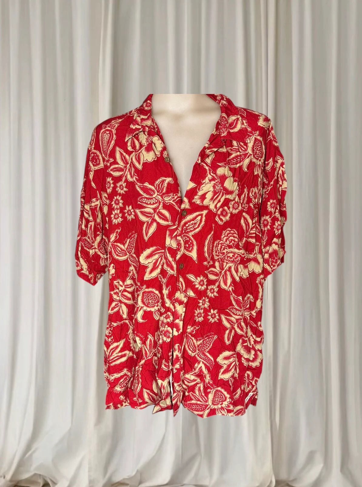 Polo Jeans Co. Ralph Lauren Men's Floral Shirt - Vibrant Red Short Sleeve Button-Up XL - Image 1