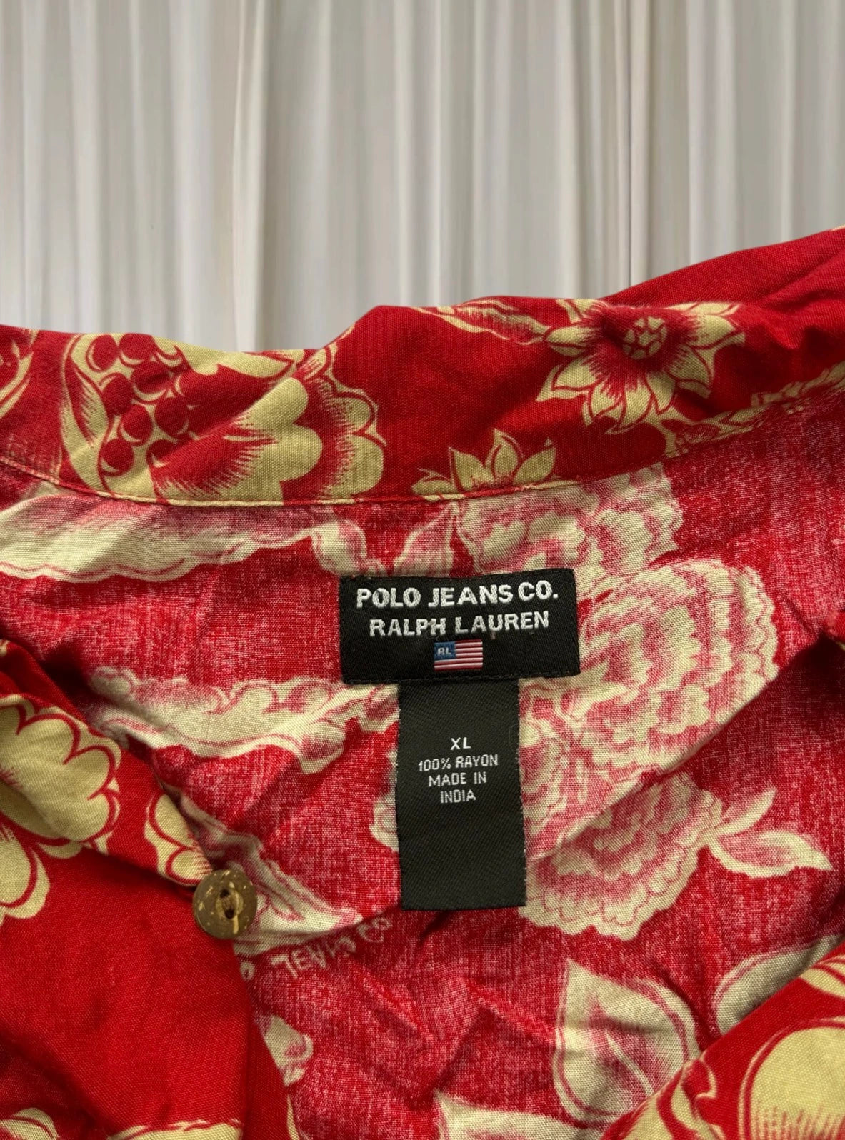 Polo Jeans Co. Ralph Lauren Men's Floral Shirt - Vibrant Red Short Sleeve Button-Up XL - Image 6