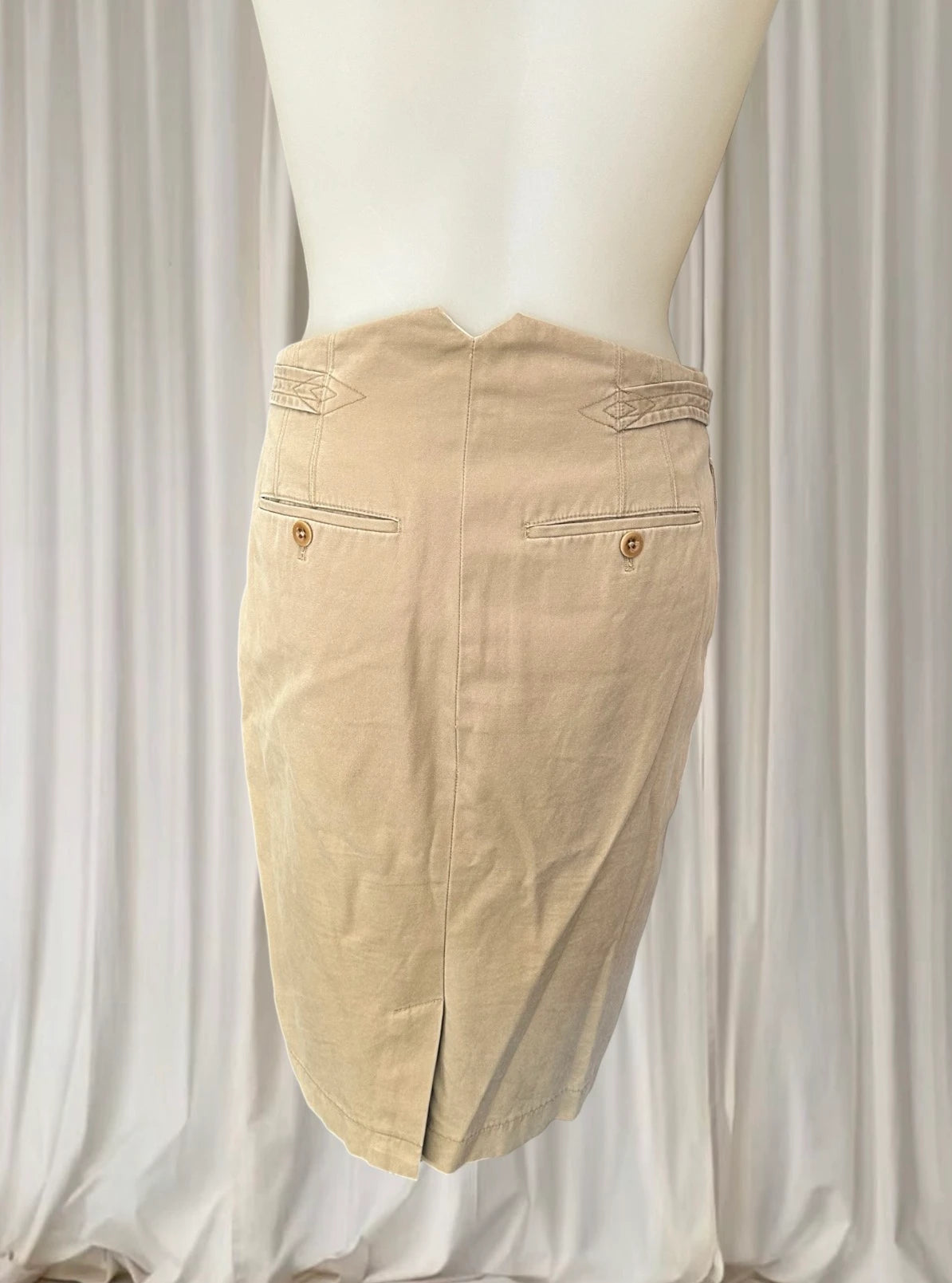 Ralph Lauren Beige Midi Skirt - 100% Cotton with Buckle Detail - Image 6