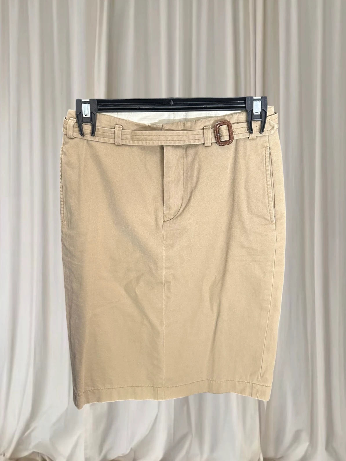 Ralph Lauren Beige Midi Skirt - 100% Cotton with Buckle Detail - Image 5