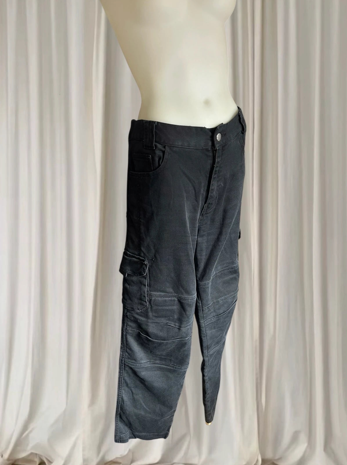 Rideract Men's Motorcycle Cargo Jeans - Protective Black Riding Pants Size 38 - Image 2