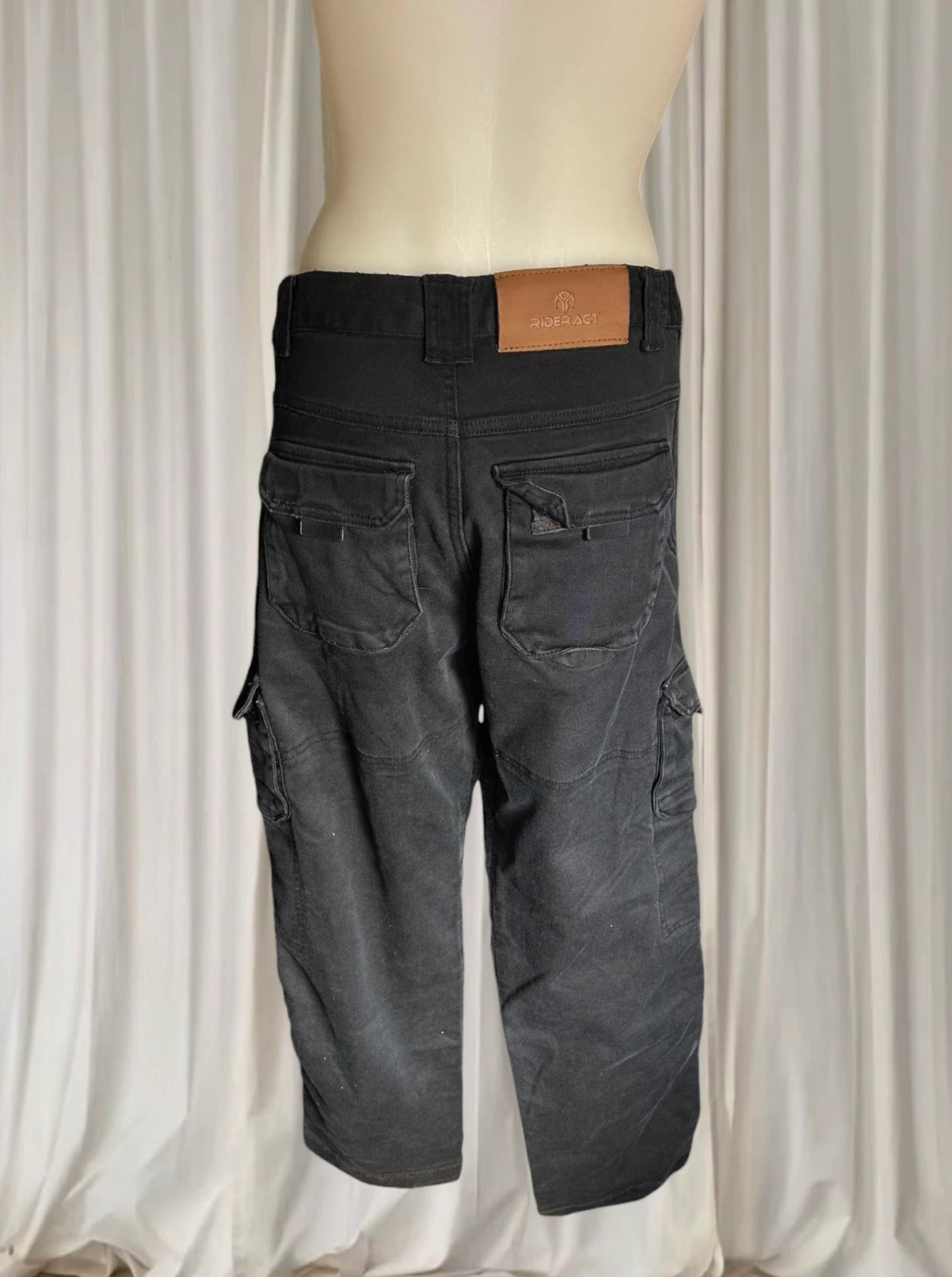 Rideract Men's Motorcycle Cargo Jeans - Protective Black Riding Pants Size 38 - Image 3