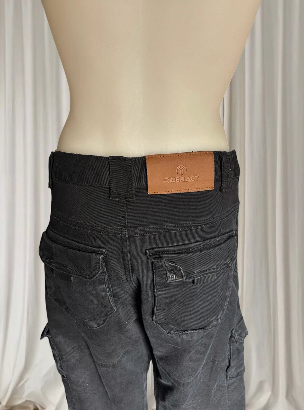 Rideract Men's Motorcycle Cargo Jeans - Protective Black Riding Pants Size 38 - Image 4