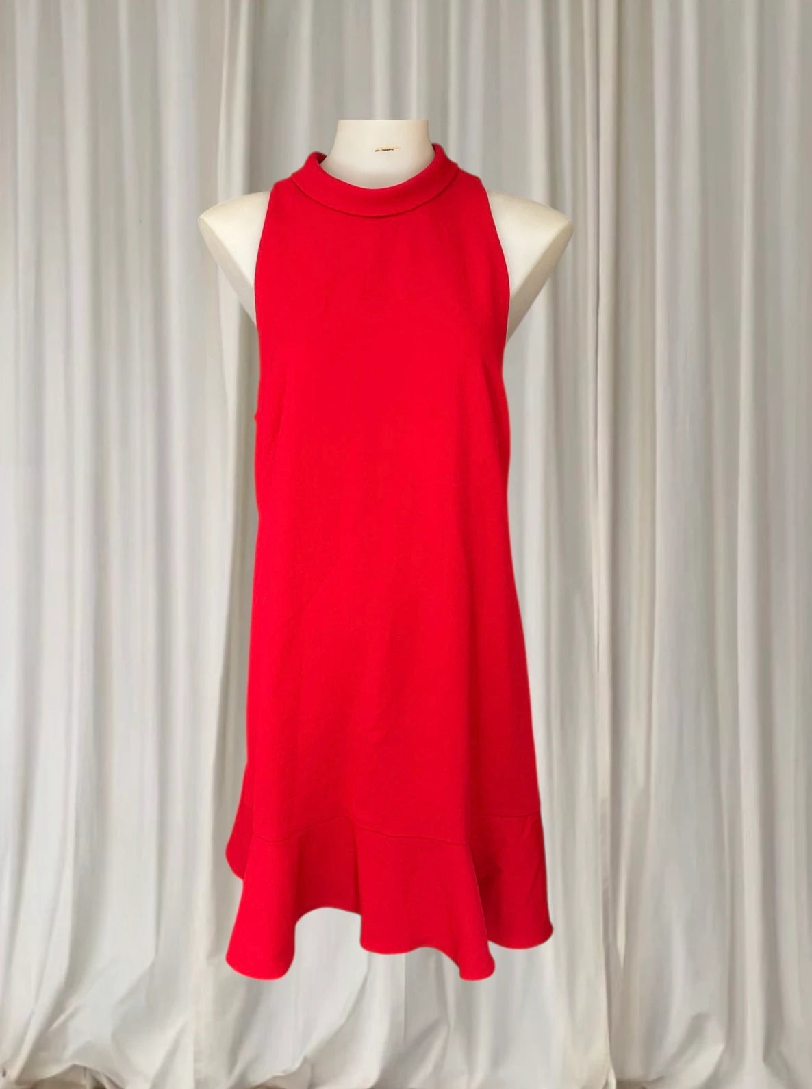 SABA Dharma Mini Tank Dress - Vibrant Red Ruffled Hem - Image 1