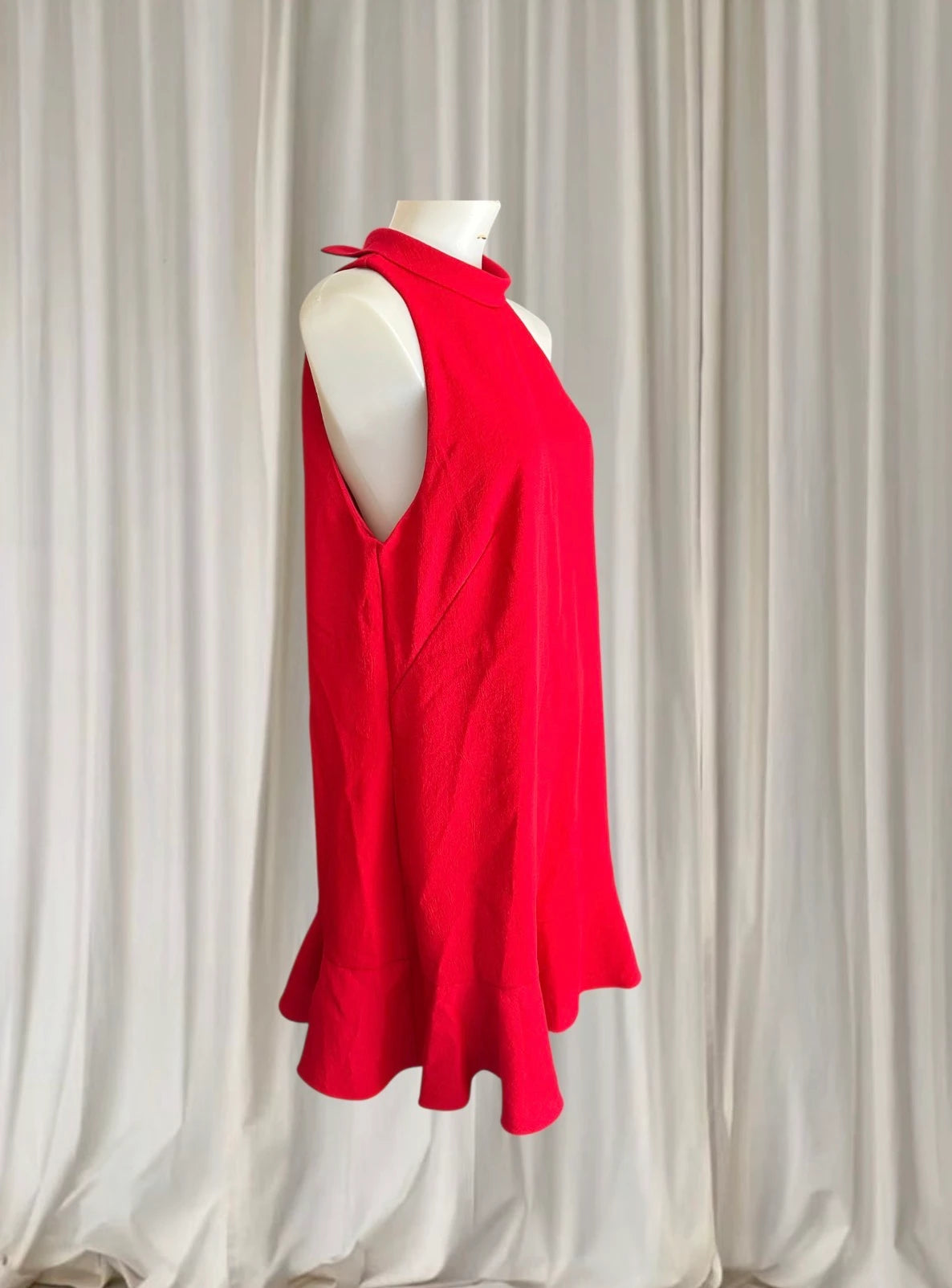 SABA Dharma Mini Tank Dress - Vibrant Red Ruffled Hem - Image 2