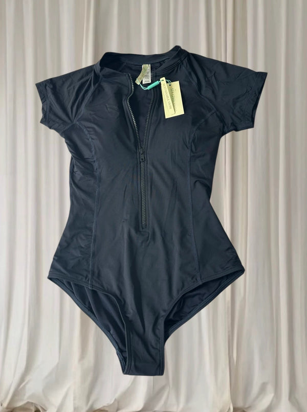 Sea Level Swim Essentials Short Sleeve Multifit One Piece - Sustainable Night Sky Swimsuit - Image 1