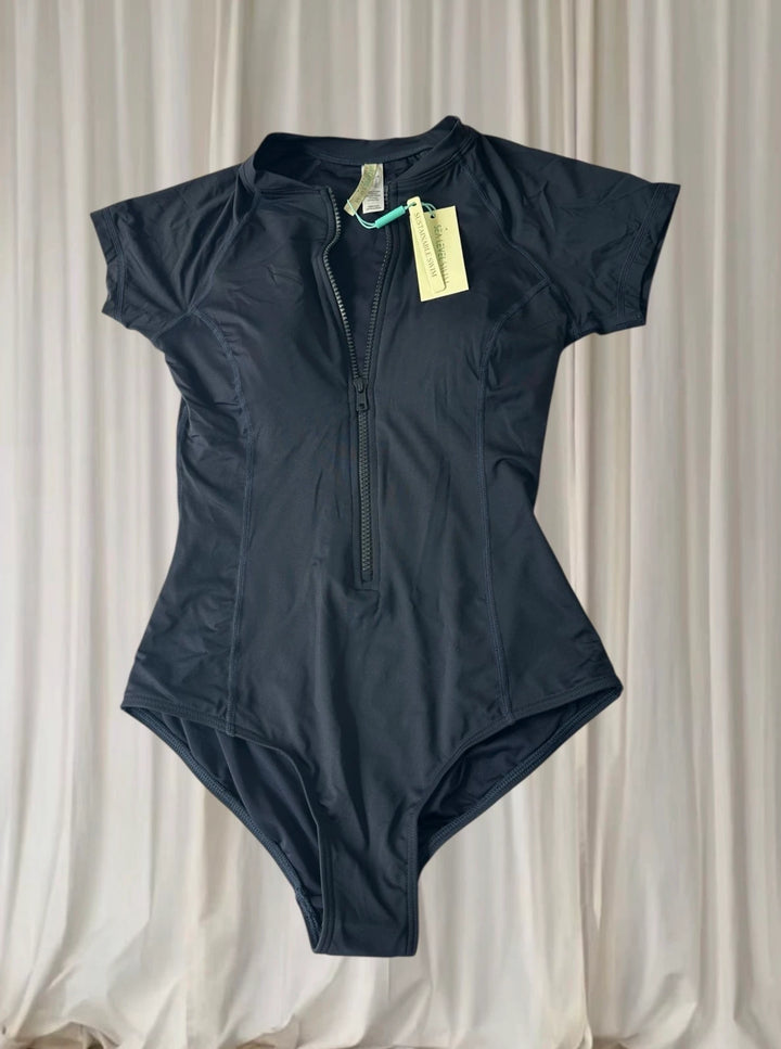 Sea Level Swim Essentials Short Sleeve Multifit One Piece - Sustainable Night Sky Swimsuit - Image 1