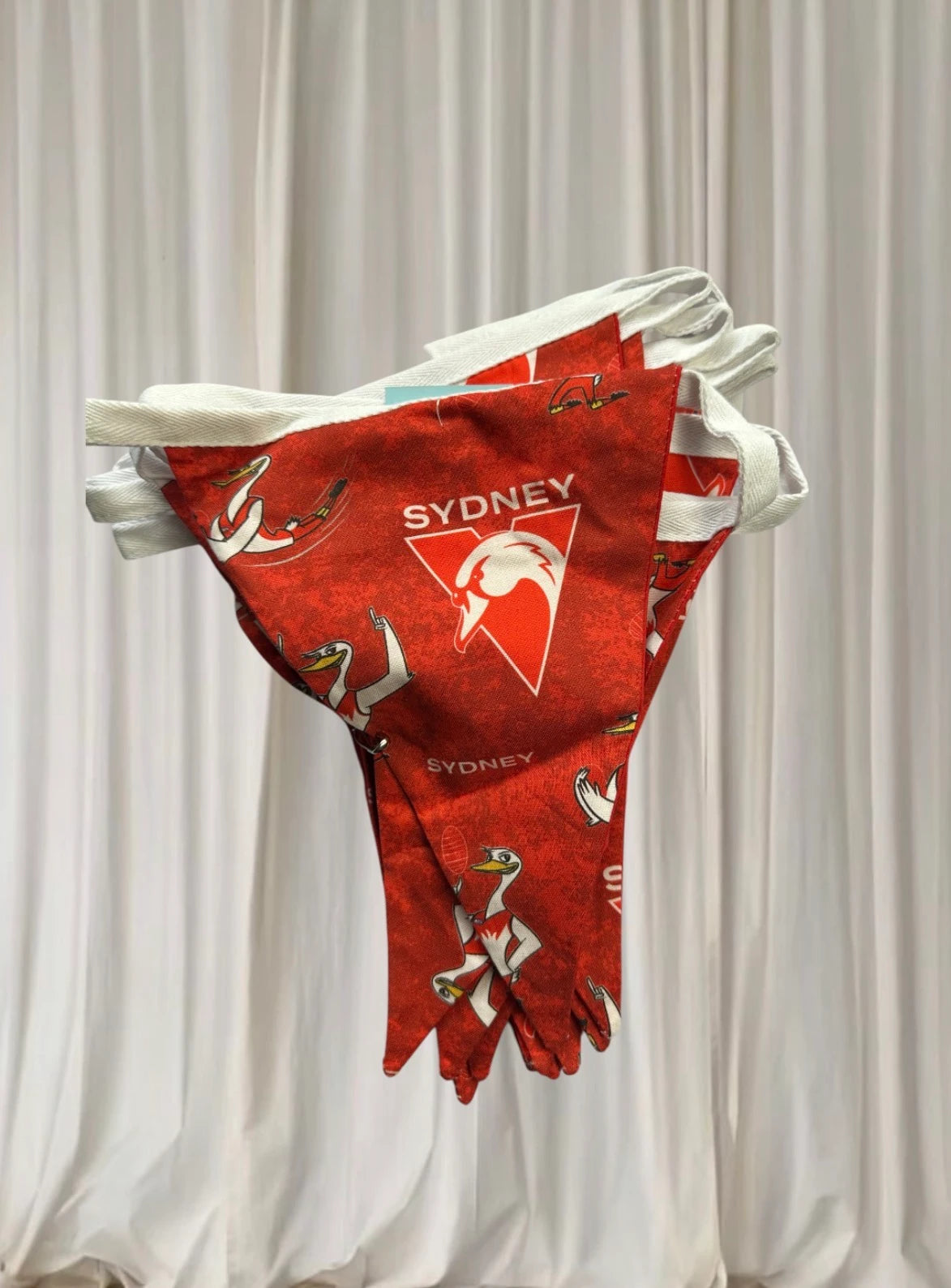 Sydney Swans AFL Bunting Flags - Red Triangular Fan Decor - Image 1