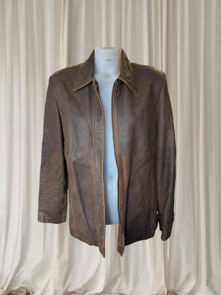 The Leather Connection Brown Leather Motorcycle Jacket - Hand Crafted Australian Quality