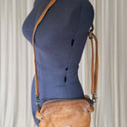 THE WANDERERS TRAVEL CO Tan Brown Leather Crossbody Shoulder Bag Handbag.