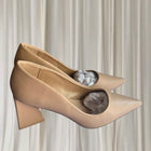 Therapy Pointed-Toe Heels - Beige Triangular Block Heel - Image 3