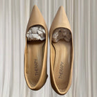Therapy Pointed-Toe Heels - Beige Triangular Block Heel - Image 6