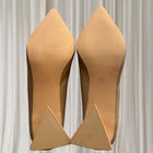 Therapy Pointed-Toe Heels - Beige Triangular Block Heel - Image 7