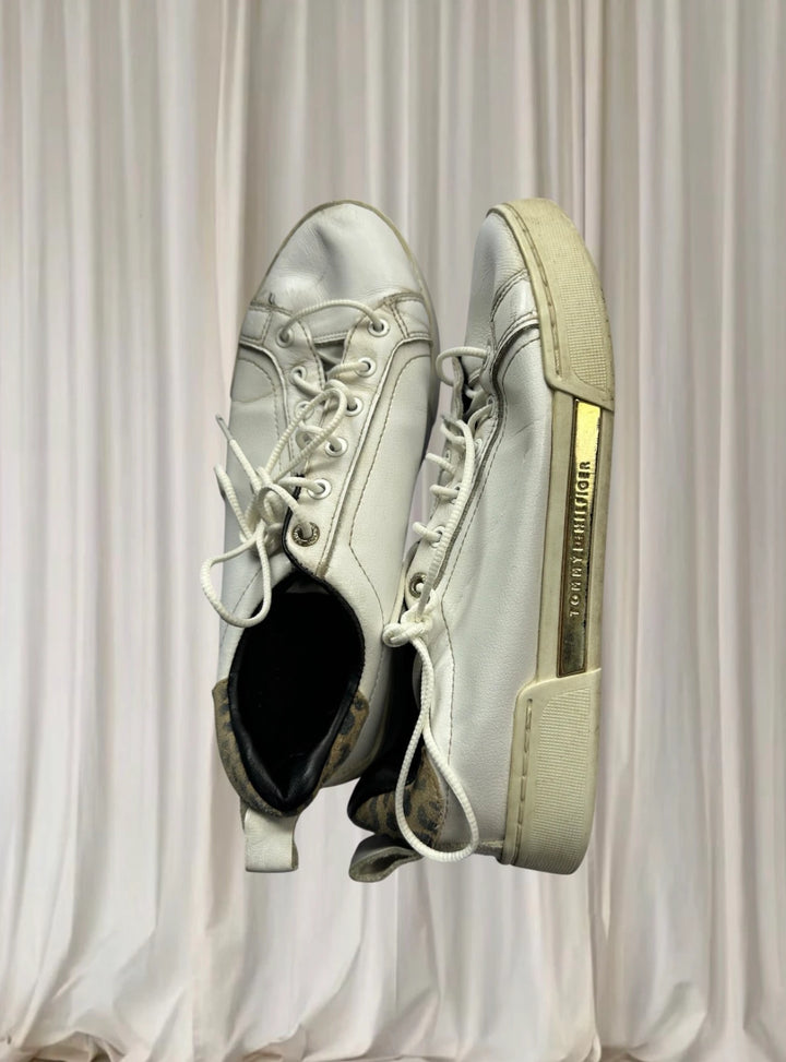 Tommy Hilfiger Branded Leo Print Sneakers - White Casual Women's Shoes - Image 1