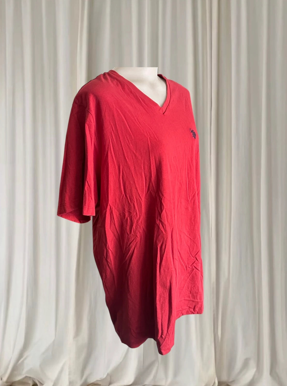 U.S. Polo Assn. V-Neck T-Shirt - Men's Classic Red Cotton Tee Size XL - Image 3